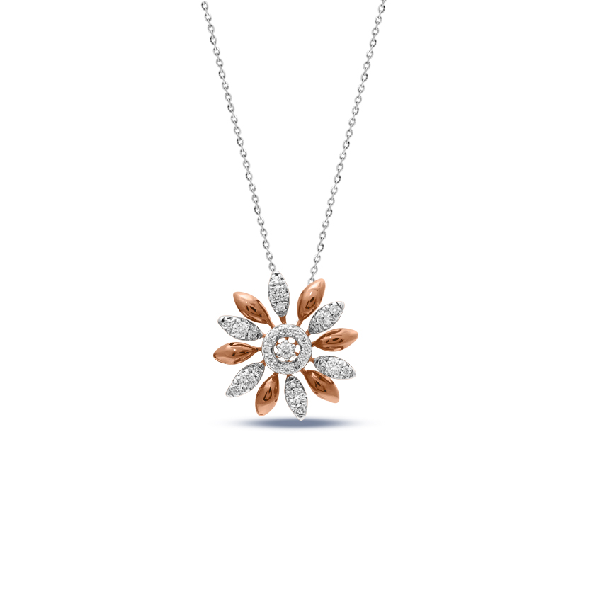 Diamond Pendants 14 Karat Rose Gold Zara Sunflower Diamond Pendant