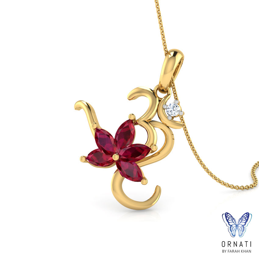 Floral Om Gemstone Pendant