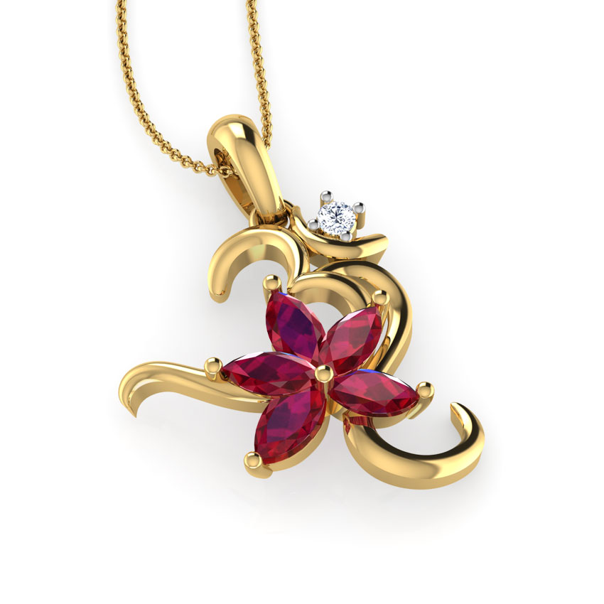 Floral Om Gemstone Pendant