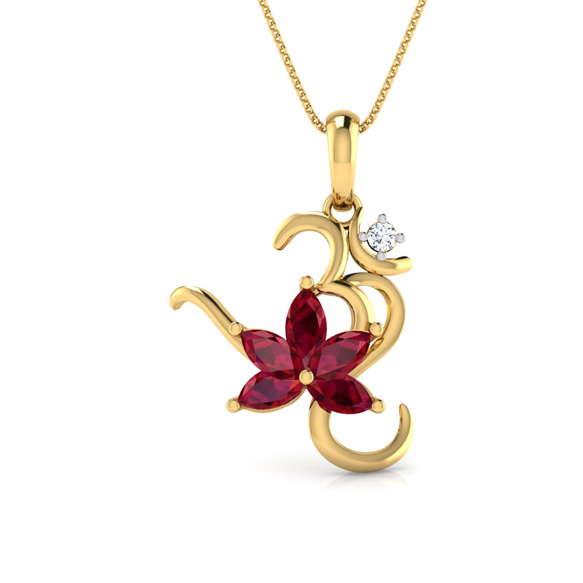 Floral Om Gemstone Pendant