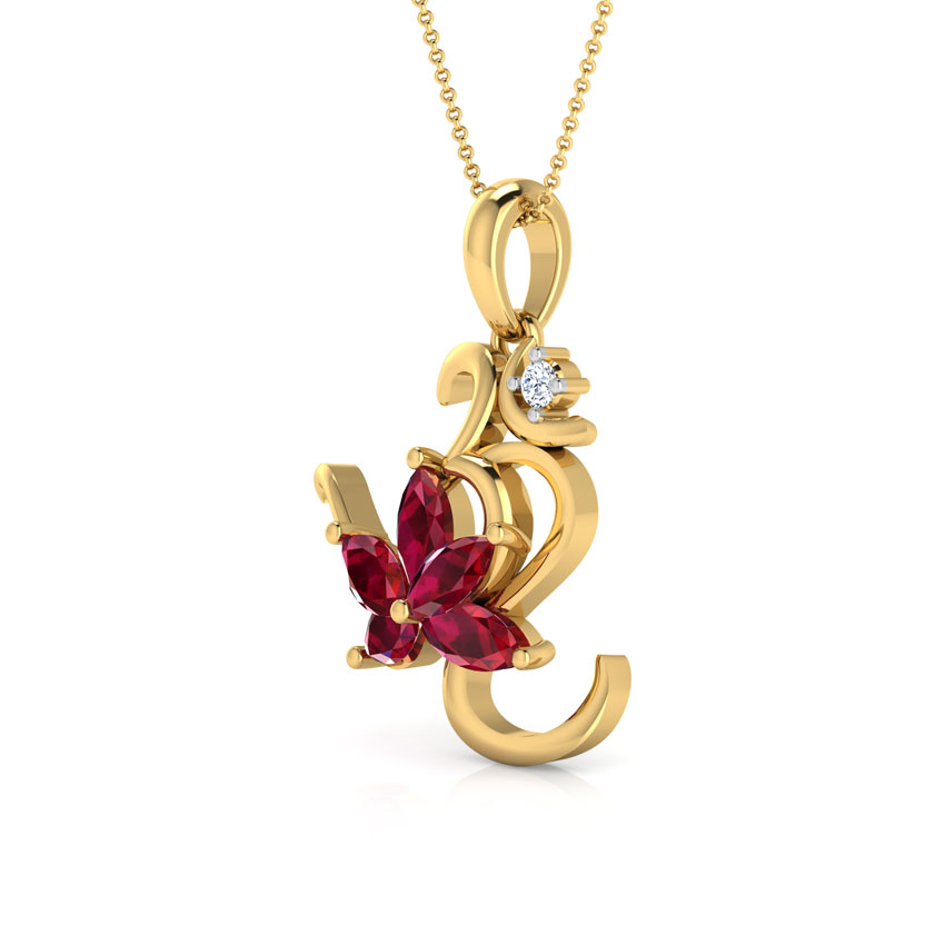 Floral Om Gemstone Pendant