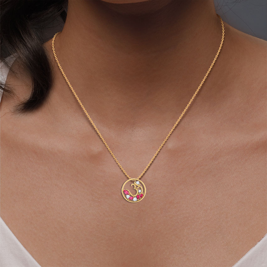 Circular Om Gemstone Pendant