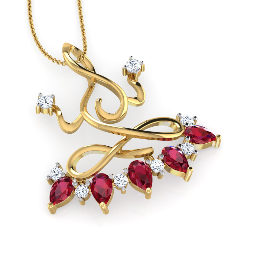 Lakshmi Lotus Silhouette Gemstone Pendant