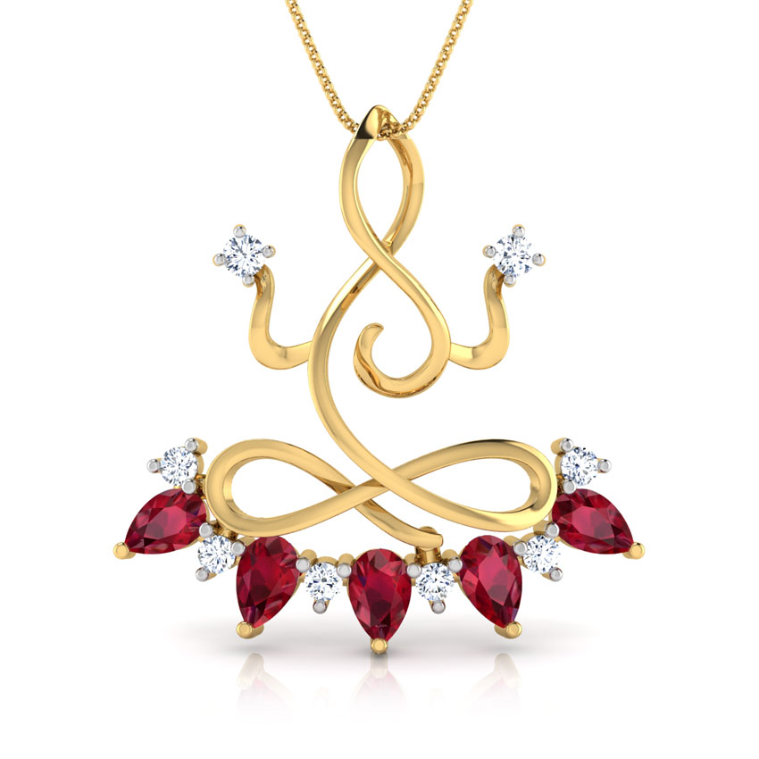 Lakshmi Lotus Silhouette Gemstone Pendant
