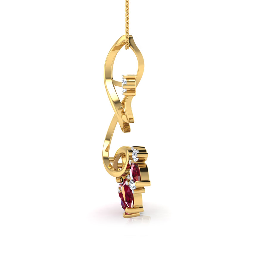 Lakshmi Lotus Silhouette Gemstone Pendant