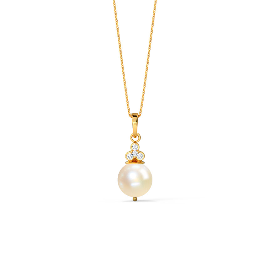 Diamond,Gemstone Pendants 14 Karat Yellow Gold Budding Pearl Pendant
