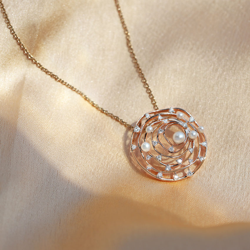 Diamond,Gemstone Pendants 14 Karat Rose Gold Concentric Gemstone Pendant