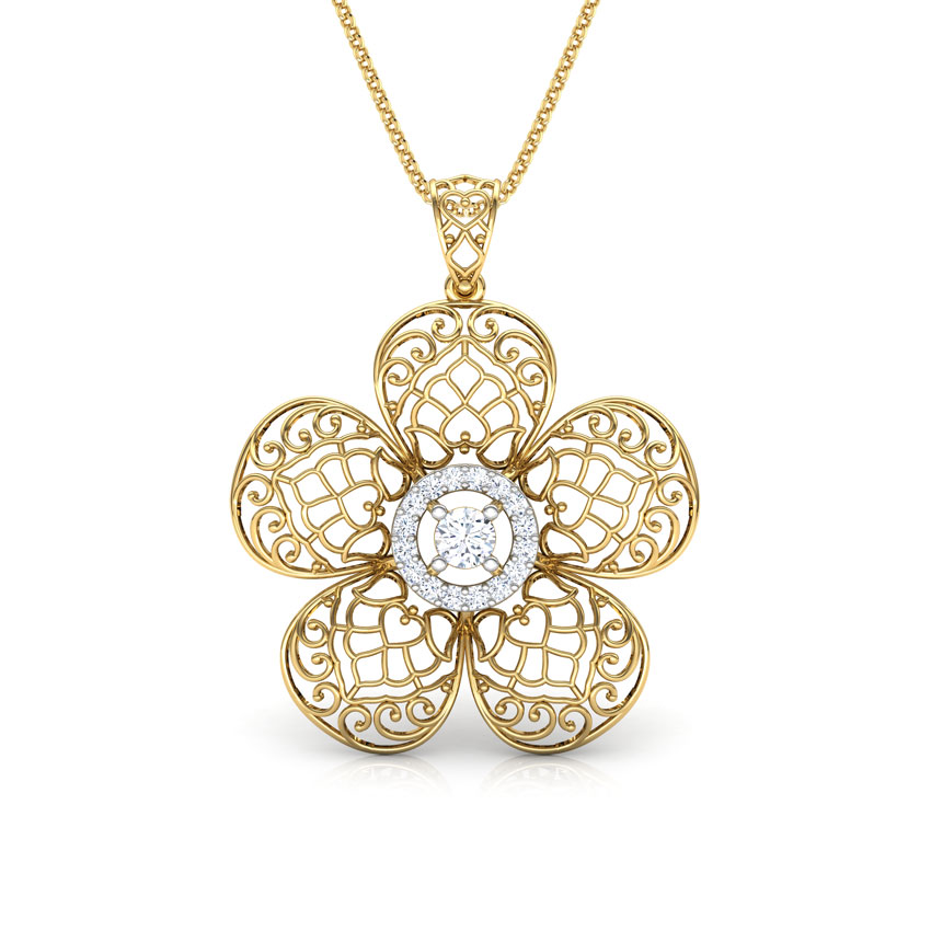 Diamond Pendants 18 Karat Two Tone Gold Kalika Trellis Diamond Pendant