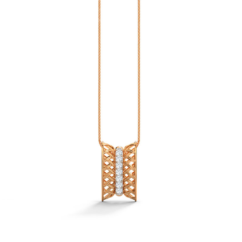 Diamond Pendants 14 Karat Rose Gold Orb Weave Diamond Pendant