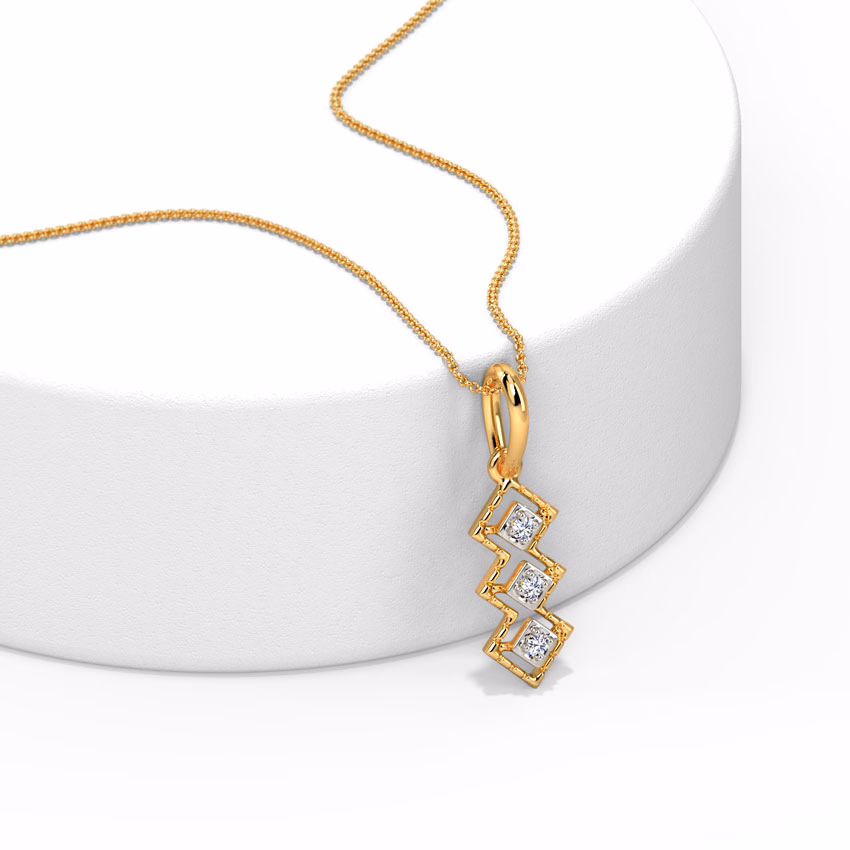 Diamond Pendants 14 Karat Yellow Gold Tri Rhom Diamond Pendant