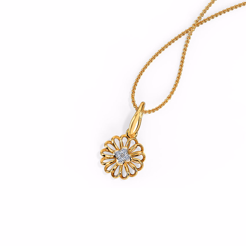 Diamond Pendants 14 Karat Two Tone Gold Shiny Wreath Diamond Pendant