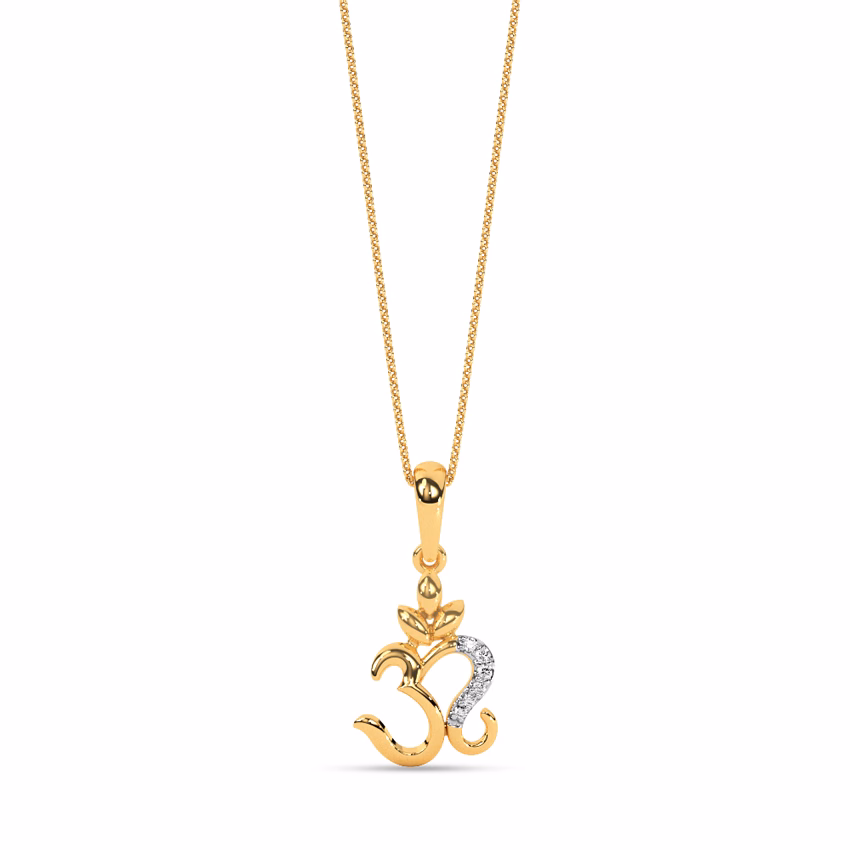 Diamond Pendants 9 Karat Yellow Gold Divine Om Diamond Pendant