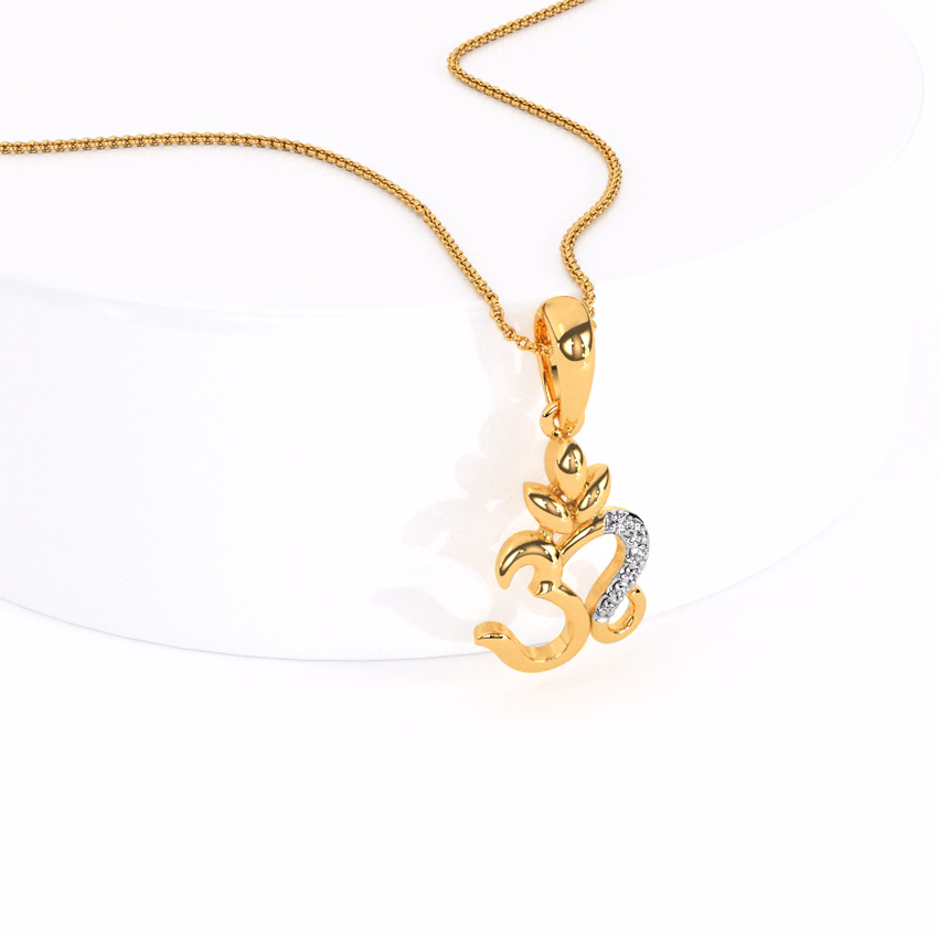 Diamond Pendants 9 Karat Yellow Gold Divine Om Diamond Pendant