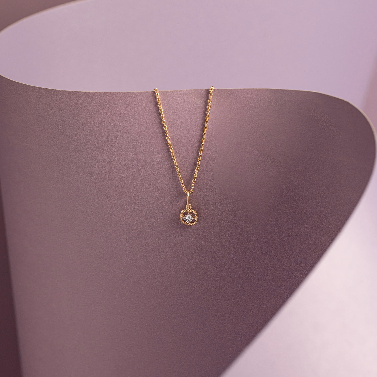 Diamond Pendants 9 Karat Yellow Gold Danity Quad Diamond Pendant