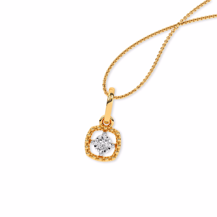 Diamond Pendants 9 Karat Yellow Gold Danity Quad Diamond Pendant