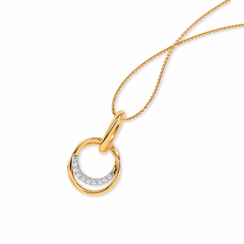 Diamond Pendants 9 Karat Yellow Gold Cross Disc Diamond Pendant