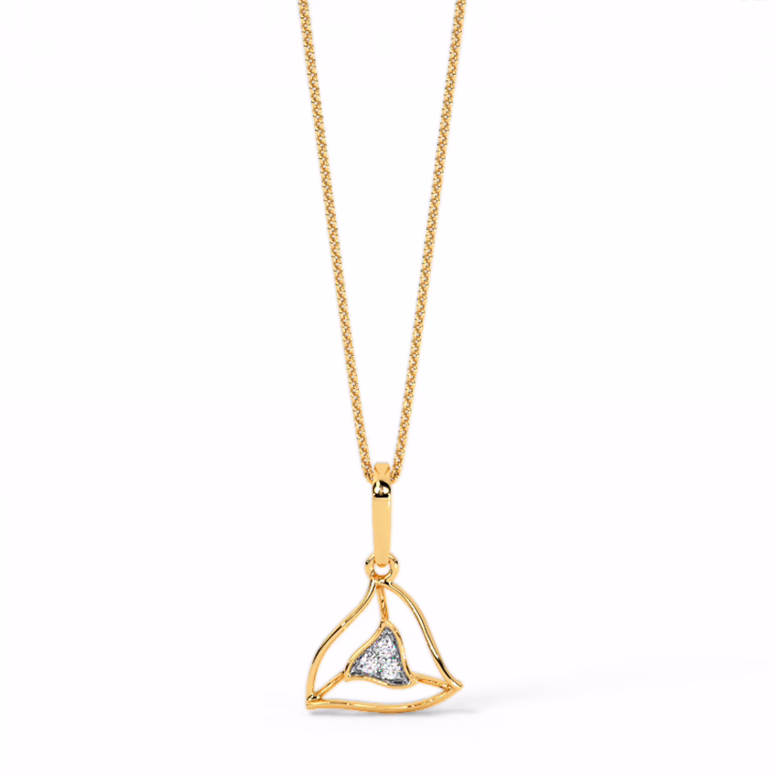 Diamond Pendants 9 Karat Yellow Gold Swirl Triangle 9KT Diamond Pendant