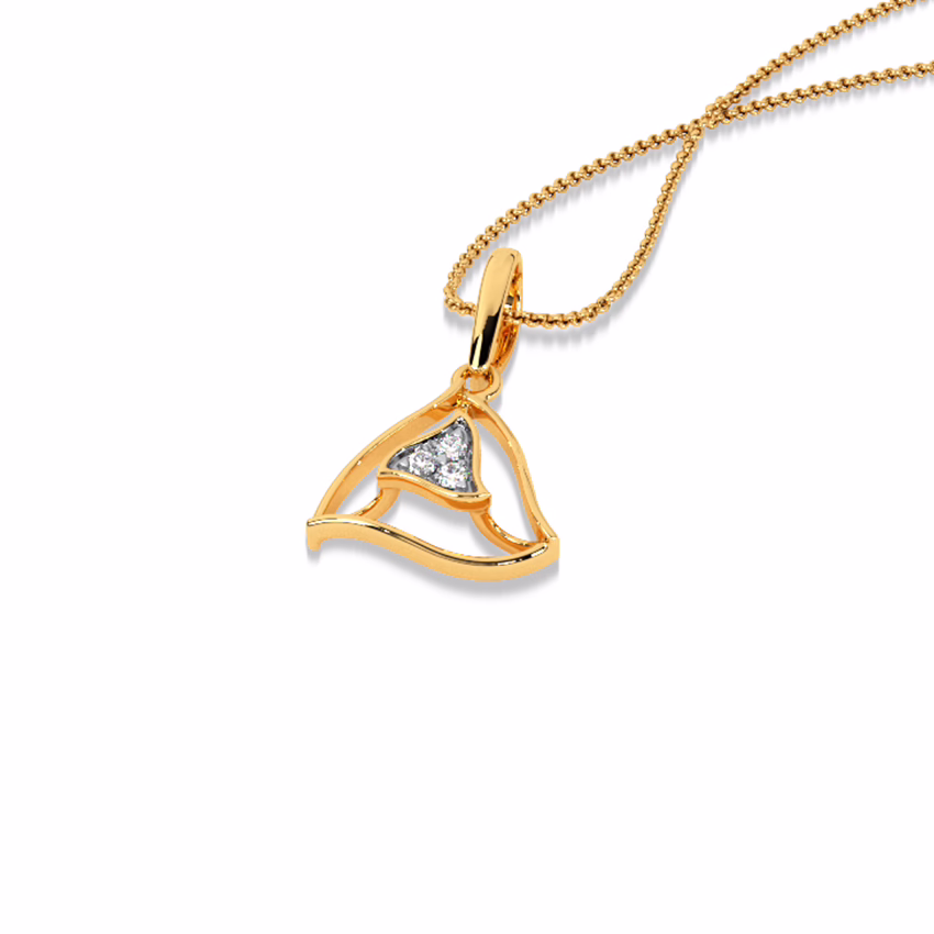 Diamond Pendants 9 Karat Rose Gold Swirl Triangle 9KT Diamond Pendant
