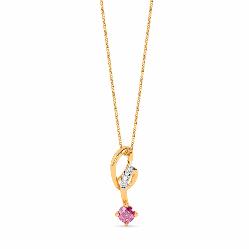 Diamond,Gemstone Pendants 9 Karat Yellow Gold Swirly Drop Gemstone Pendant