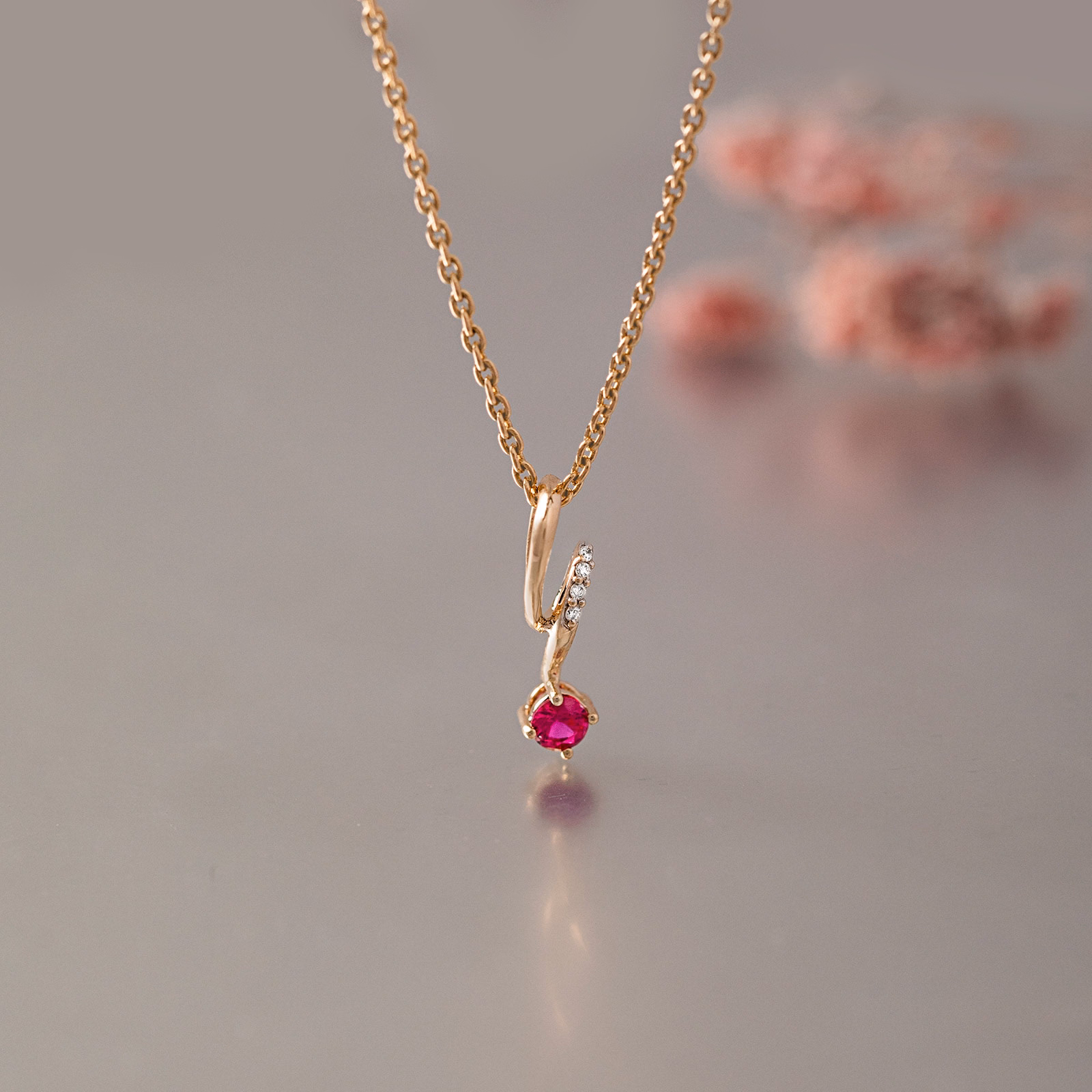 Diamond,Gemstone Pendants 9 Karat Yellow Gold Swirly Drop Gemstone Pendant
