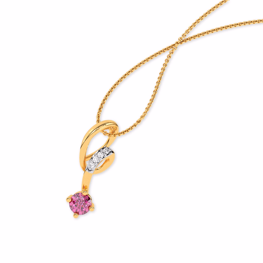 Diamond,Gemstone Pendants 9 Karat Yellow Gold Swirly Drop Gemstone Pendant