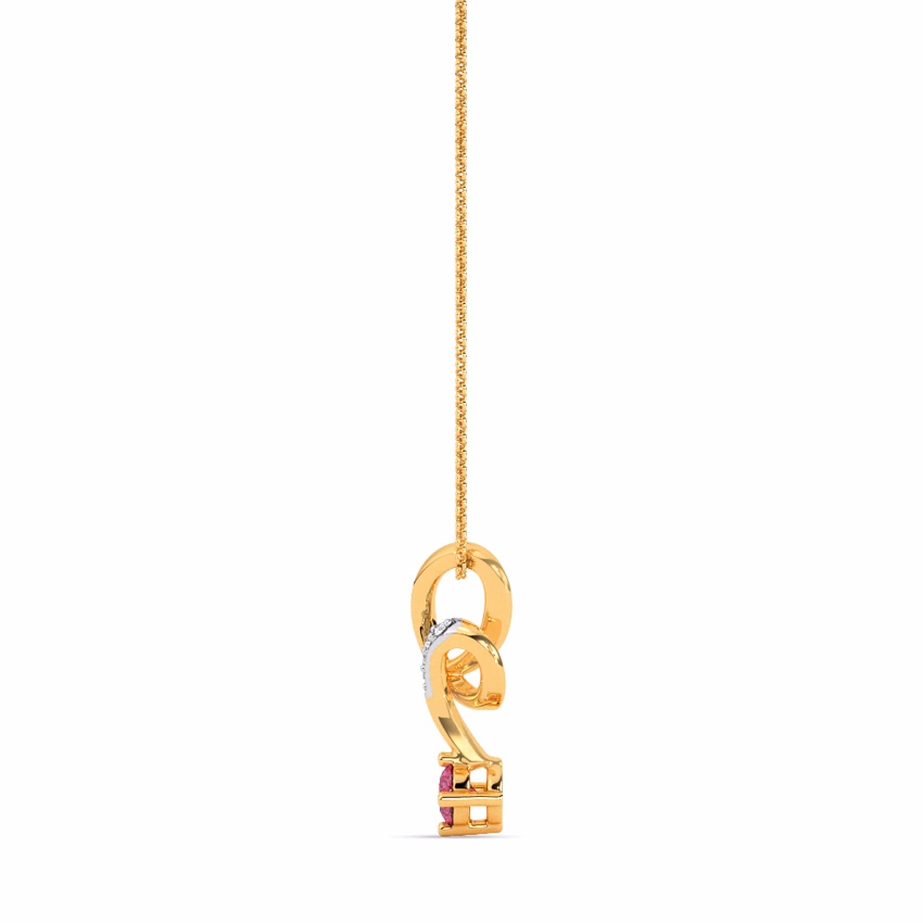 Diamond,Gemstone Pendants 9 Karat Yellow Gold Swirly Drop Gemstone Pendant