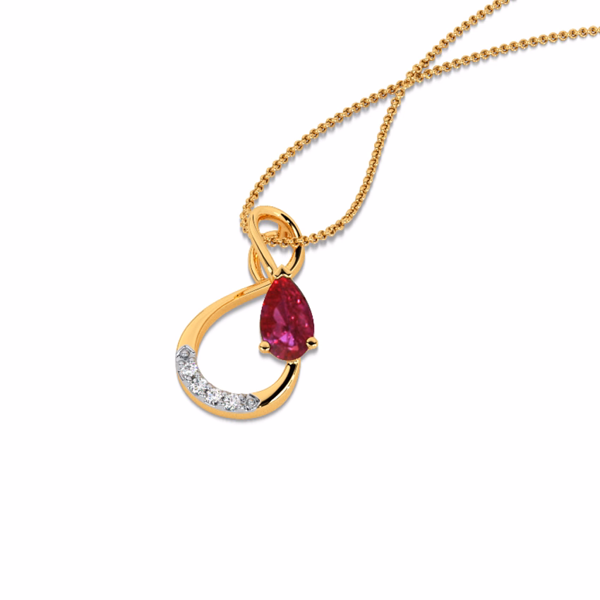 Diamond,Gemstone Pendants 18 Karat Yellow Gold Sangria Infinity Gemstone Pendant