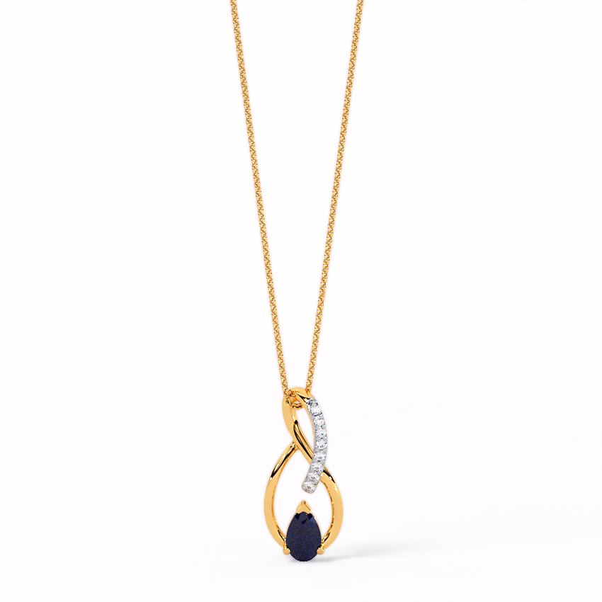 Diamond,Gemstone Pendants 9 Karat Yellow Gold Bluejay Gemstone Pendant