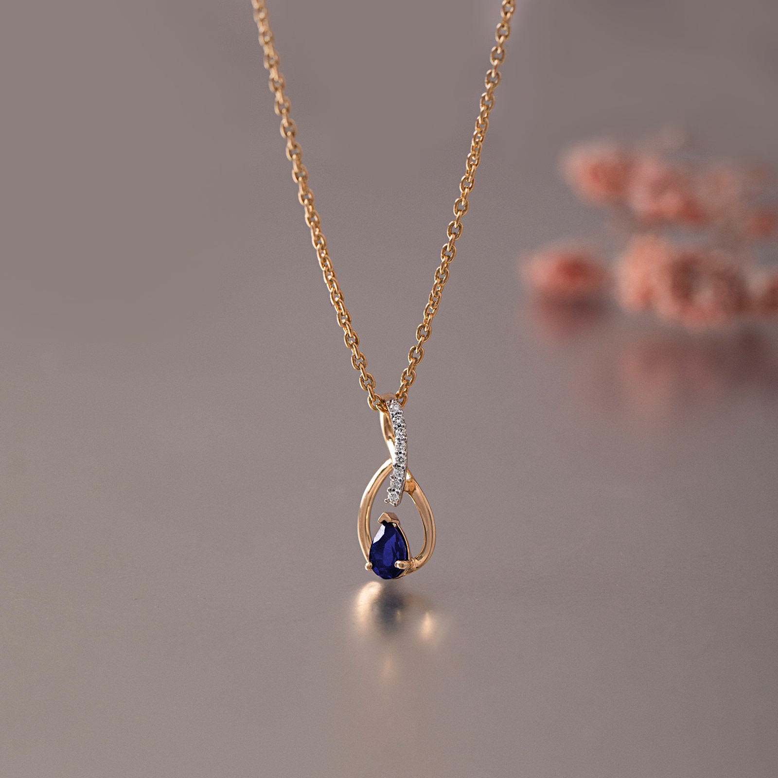 Diamond,Gemstone Pendants 9 Karat Yellow Gold Bluejay Gemstone Pendant