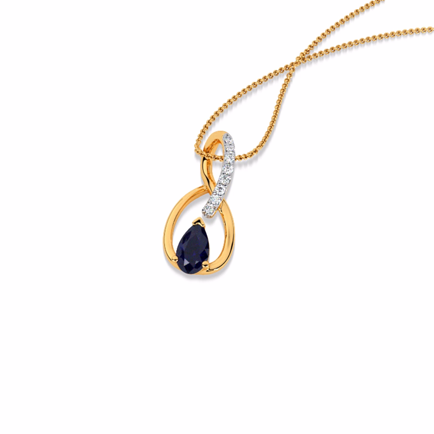 Diamond,Gemstone Pendants 9 Karat Yellow Gold Bluejay Gemstone Pendant