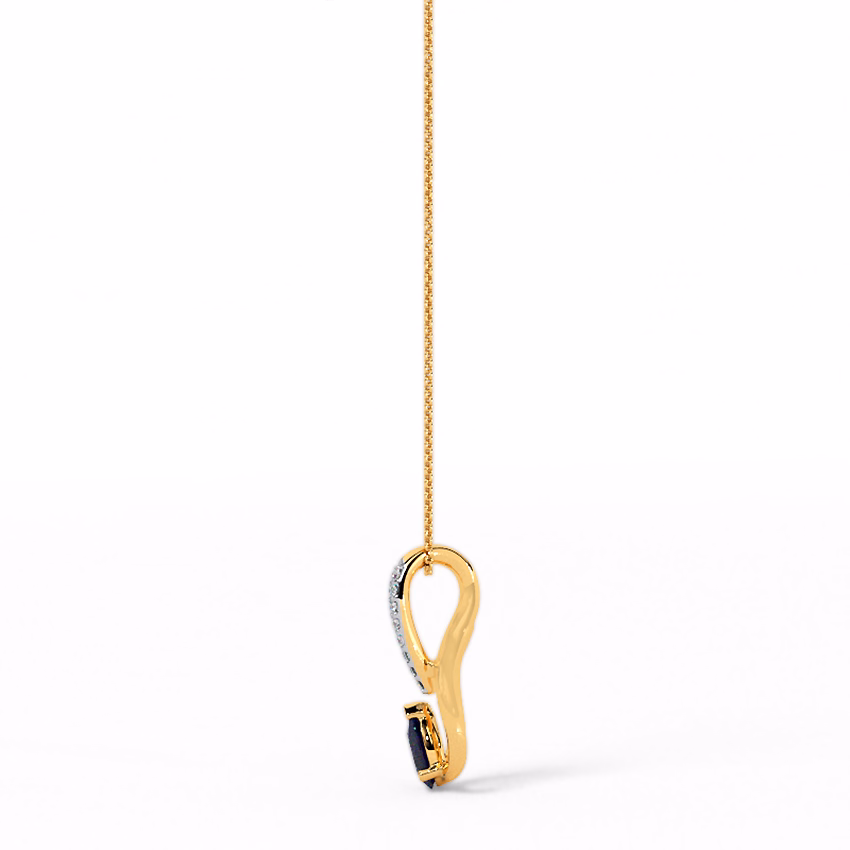 Diamond,Gemstone Pendants 9 Karat Yellow Gold Bluejay Gemstone Pendant