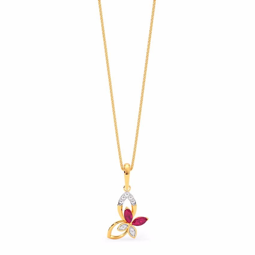 Diamond,Gemstone Pendants 14 Karat Yellow Gold Dainty Butterfly 9KT Gemstone Pendant
