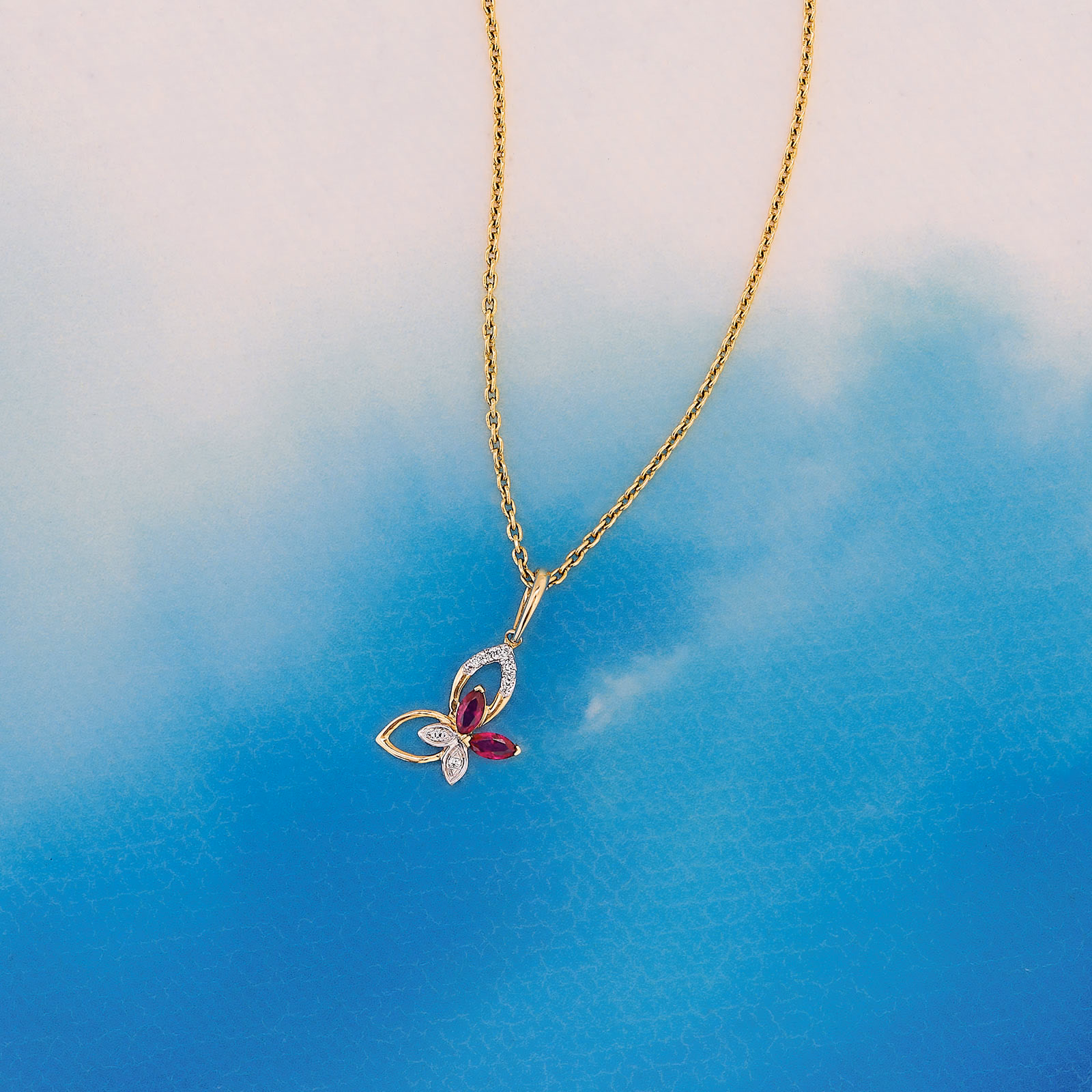 Diamond,Gemstone Pendants 14 Karat Yellow Gold Dainty Butterfly 9KT Gemstone Pendant