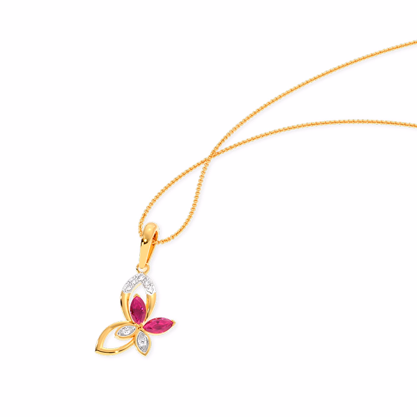 Diamond,Gemstone Pendants 14 Karat Yellow Gold Dainty Butterfly 9KT Gemstone Pendant