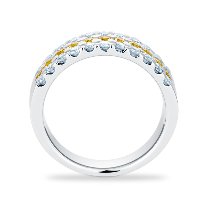 Triumph 3-Row Diamond (0.57 ct) & Yellow Sapphire (0.34 ct) Ring, 18K White Gold Triumph 3-Row Diamond (0.57 ct) & Yellow Sapphire (0.34 ct) Ring, 18K White Gold