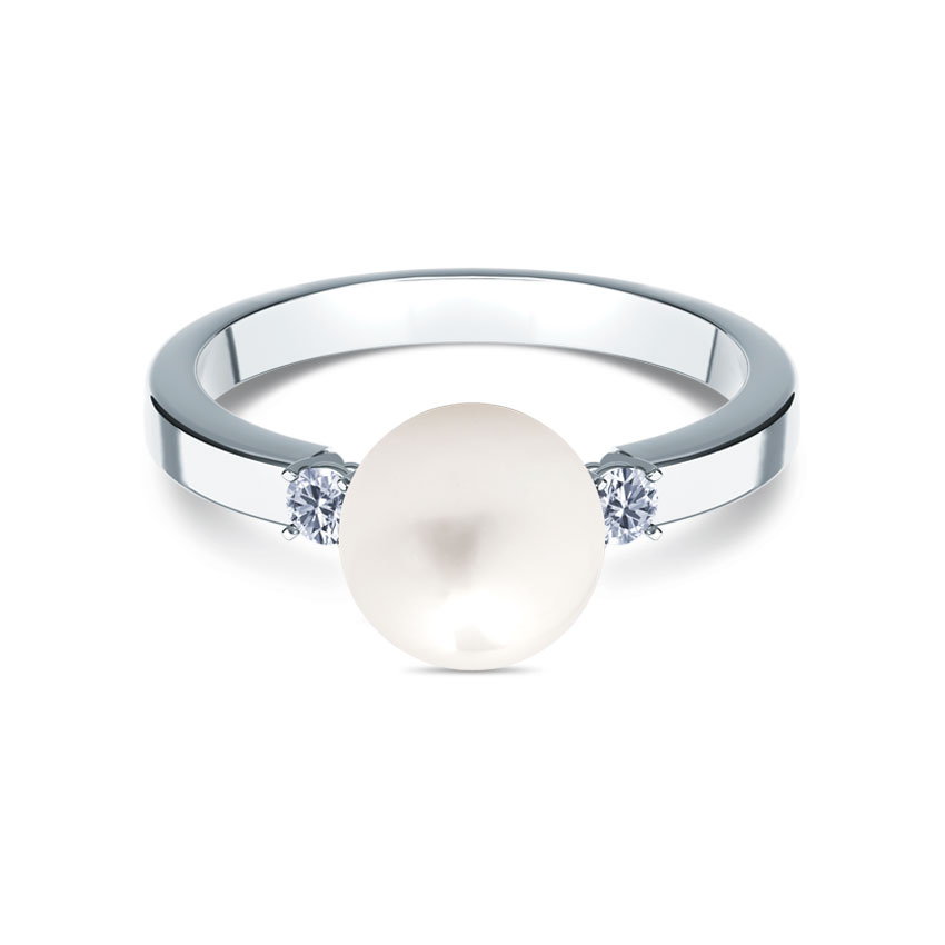 Serenade Pearl (8 mm) & Diamond (0.10 ct) ring, 18K White Gold