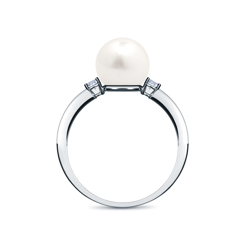 Serenade Pearl (8 mm) & Diamond (0.10 ct) ring, 18K White Gold