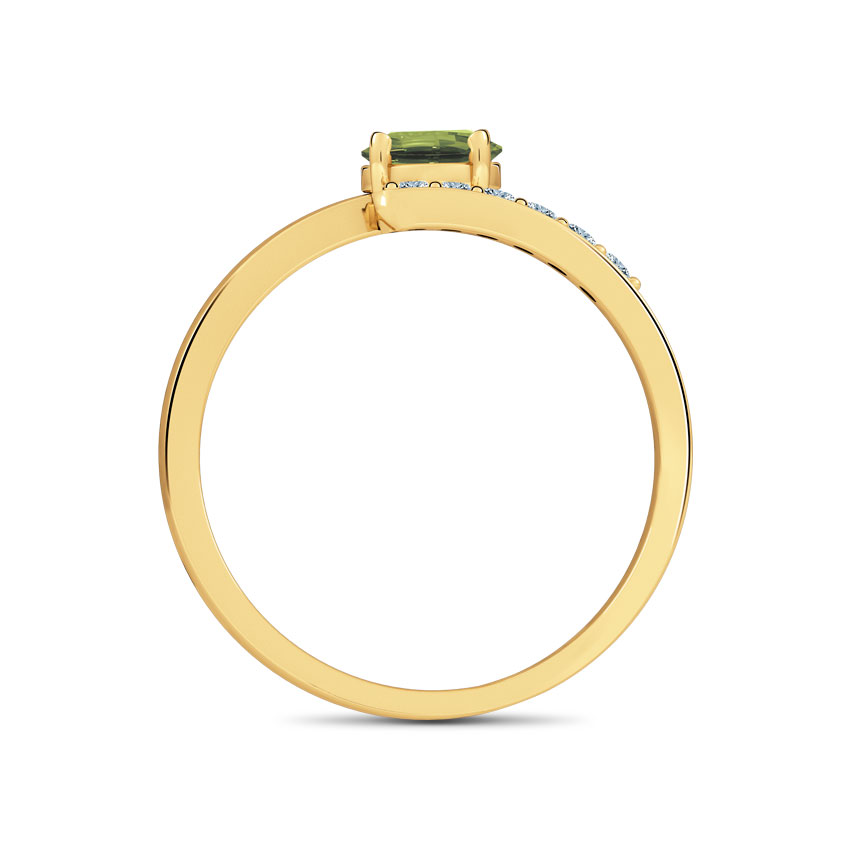Promise Diamond (0.06 ct) & Peridot (5 mm) Ring, 18K Yellow Gold Promise Diamond (0.06 ct) & Peridot (5 mm) Ring, 18K Yellow Gold