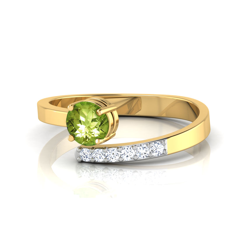 Promise Diamond (0.06 ct) & Peridot (5 mm) Ring, 18K Yellow Gold Promise Diamond (0.06 ct) & Peridot (5 mm) Ring, 18K Yellow Gold