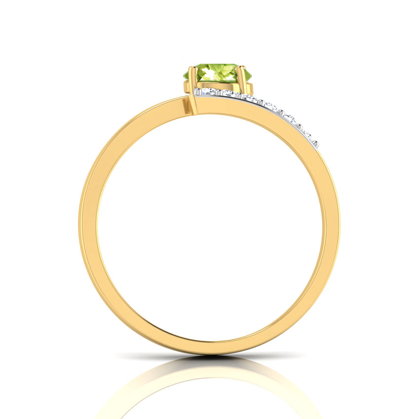 Promise Diamond (0.06 ct) & Peridot (5 mm) Ring, 18K Yellow Gold Promise Diamond (0.06 ct) & Peridot (5 mm) Ring, 18K Yellow Gold