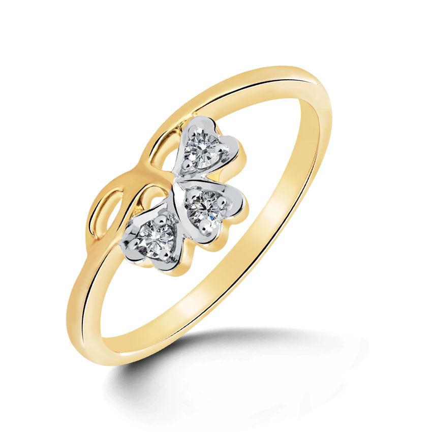 Love Triad Diamond (0.08 ct) Ring, 18K Yellow Gold.