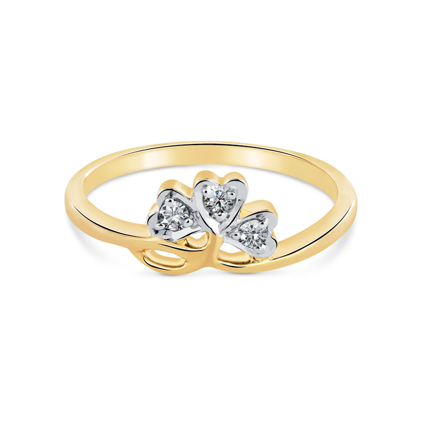 Love Triad Diamond (0.08 ct) Ring, 18K Yellow Gold.