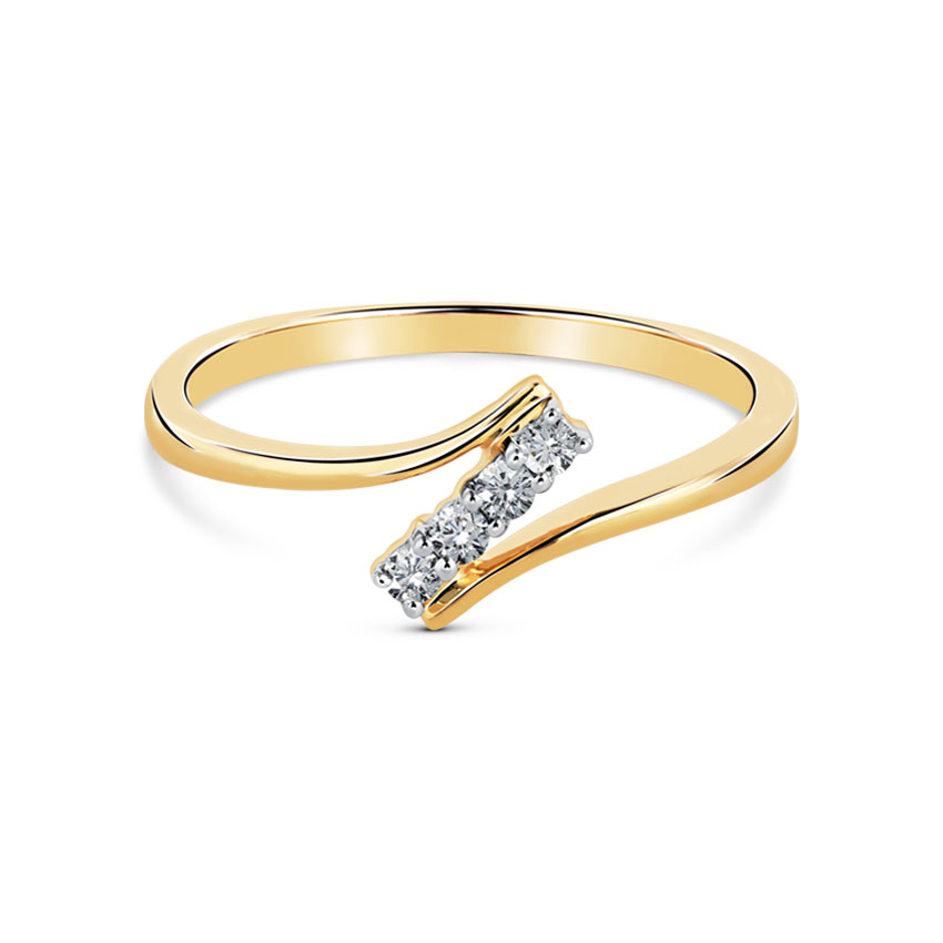 Oblique Trance Diamond (0.08 ct) Ring, 18K Yellow Gold.