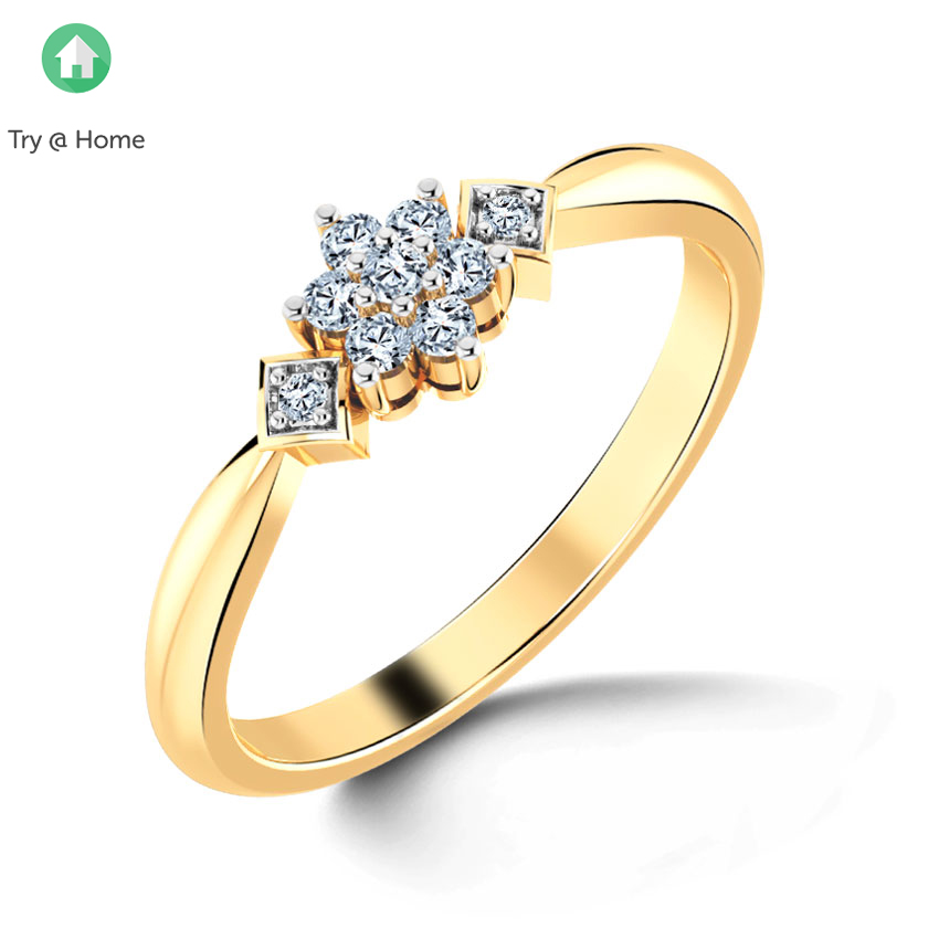 Diamond Rings 18 Karat Yellow Gold Sparkling Rose Ring