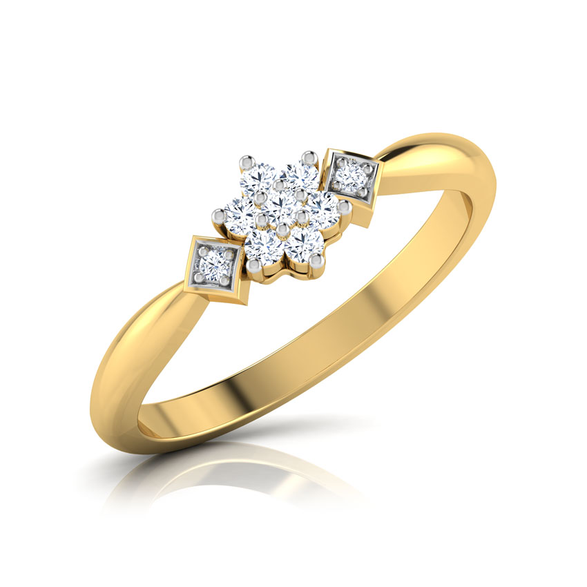 Diamond Rings 18 Karat Yellow Gold Sparkling Rose Ring