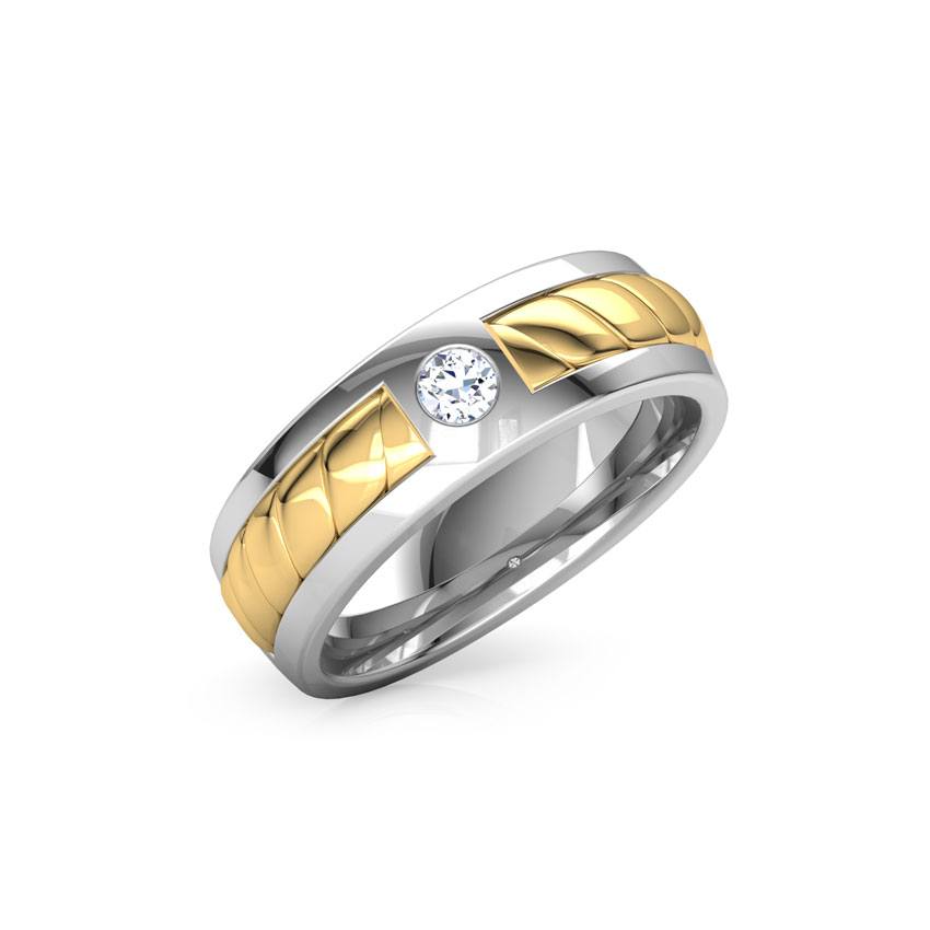 Diamond Rings 18 Karat Two Tone Gold Dulce Diamond Ring for Men
