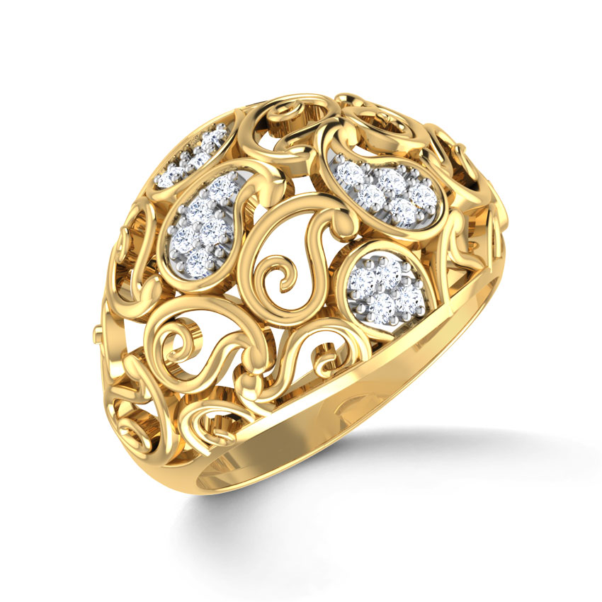 Diamond Rings 18 Karat Yellow Gold Laleh Paisley Diamond Ring