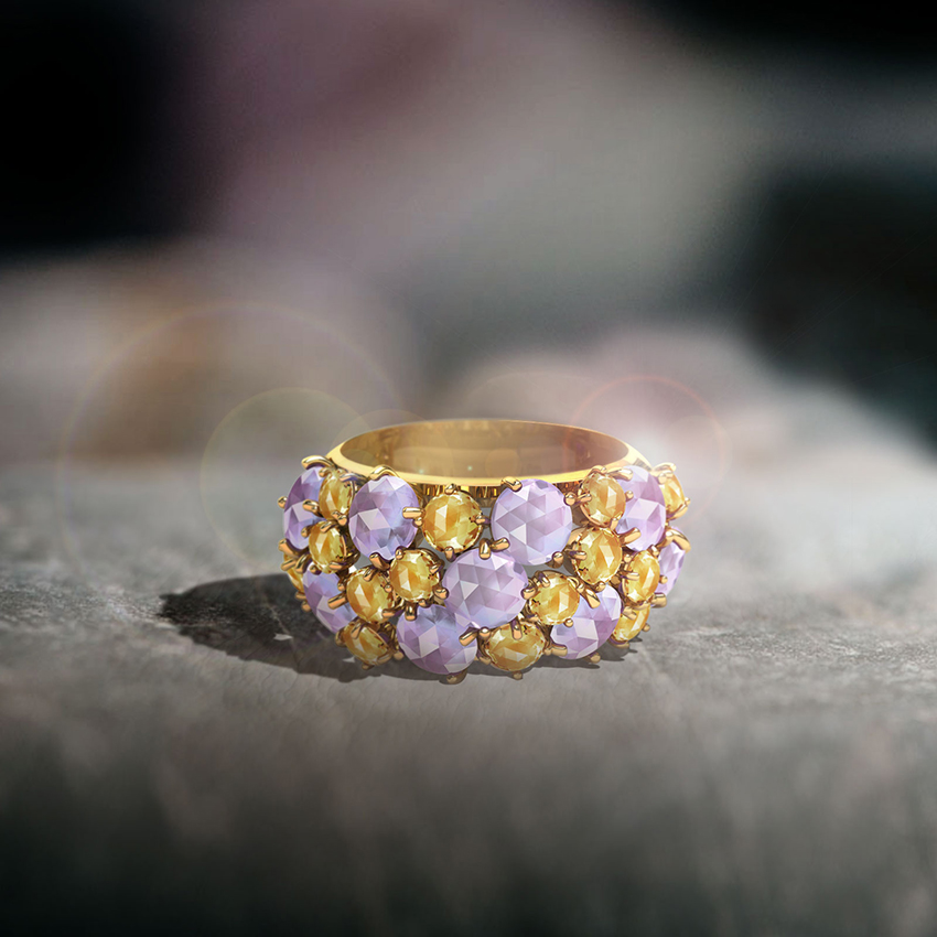 Glam Amethyst & Citrine Ring