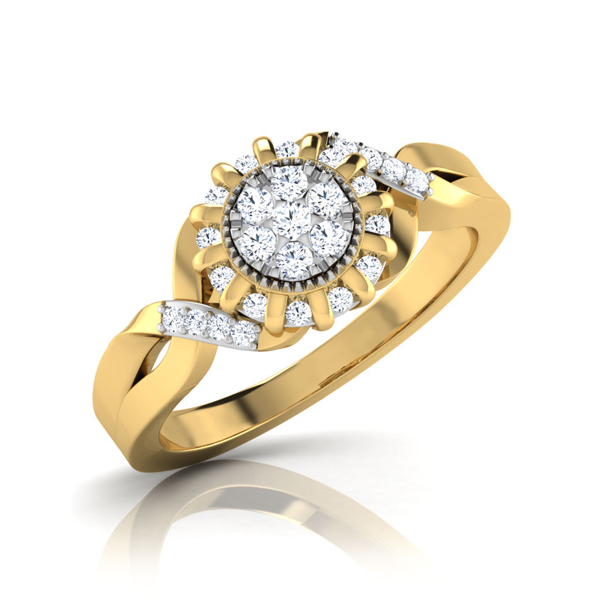Diamond Rings 18 Karat Yellow Gold Swish Ray Diamond Ring