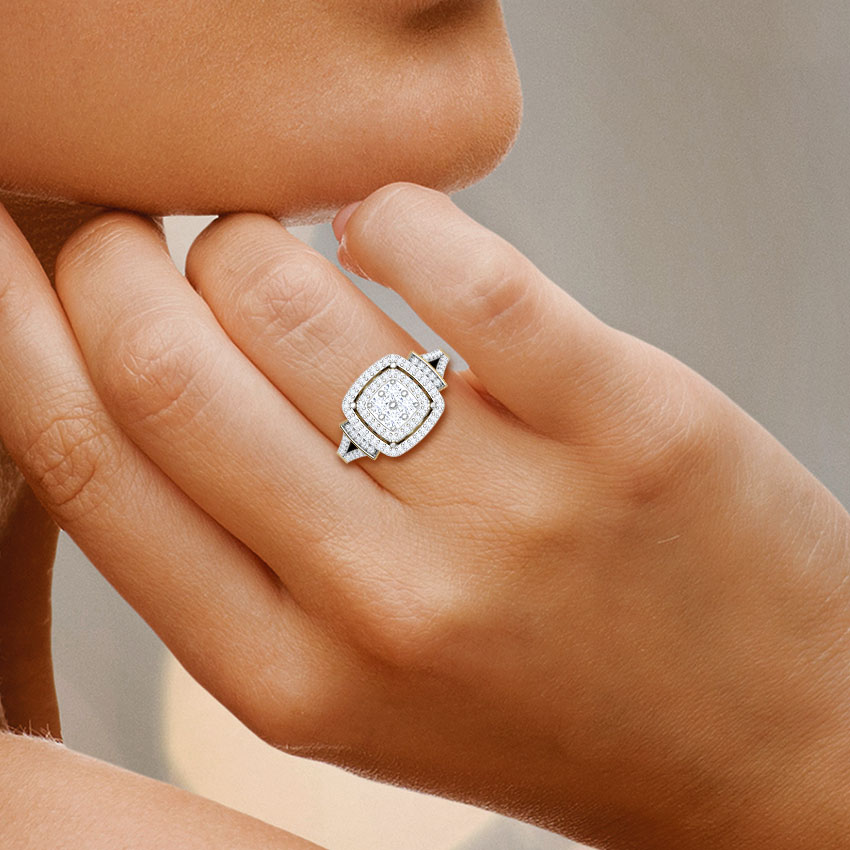 Two Row Square Diamond Ring Two Row Square Diamond Ring